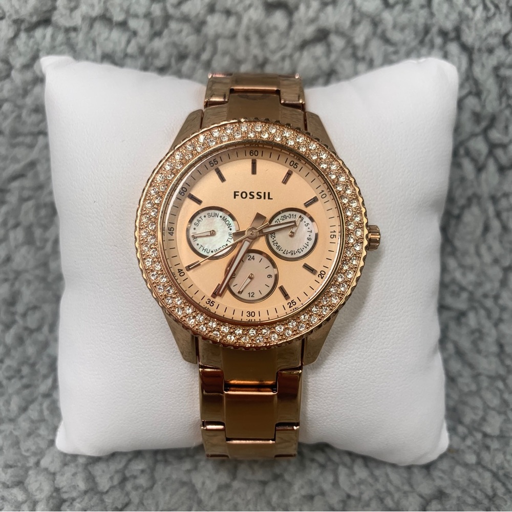 Fossil Sport Multifunction Rose Gold-Tone Stainless Steel Watch ES3003